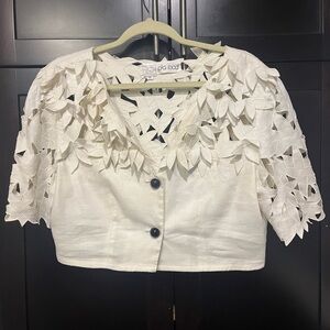 Vintage Cream Linen Crop Top Sz 12